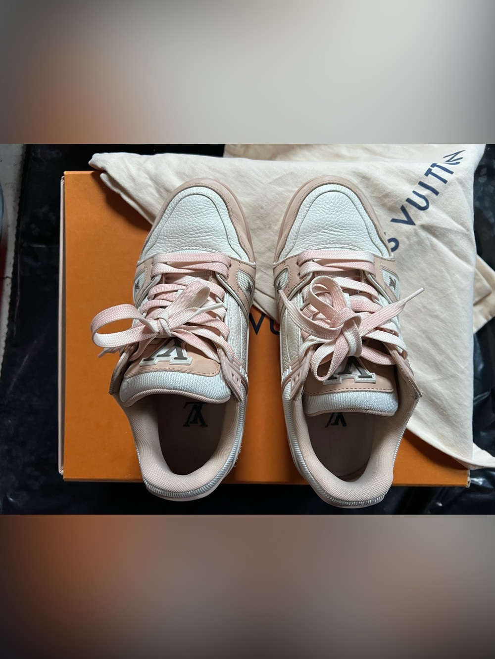 Louis Vuitton Pink and White Women’s Low-Top Sneakers